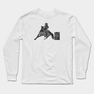 Barrel racing rider black and white Long Sleeve T-Shirt